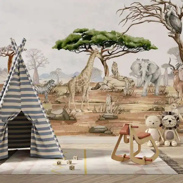 Ograniczona ilość Tapeta na ścianę - SAVANNA FRIENDS