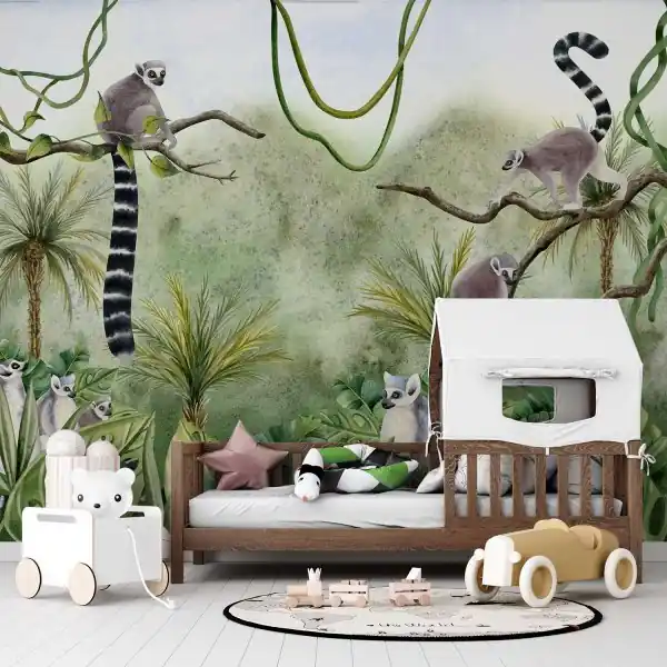 Zniżka Tapeta na ścianę - LEMUR VILLAGE