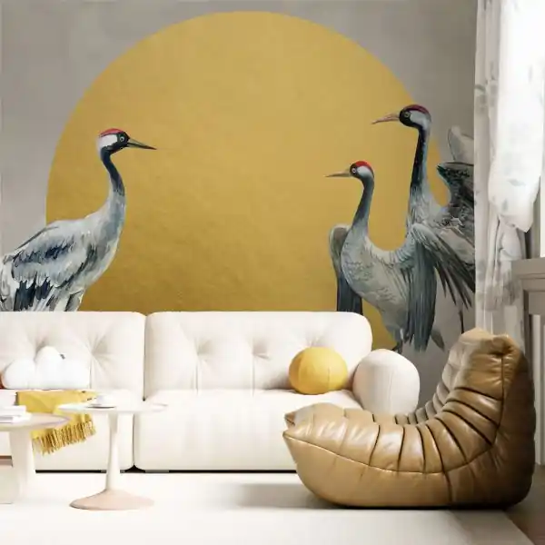 Taniej Złota Tapeta - CRANES SUNSET