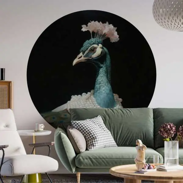 Okazja Tapeta w kształcie koła - ELEGANT PEACOCK