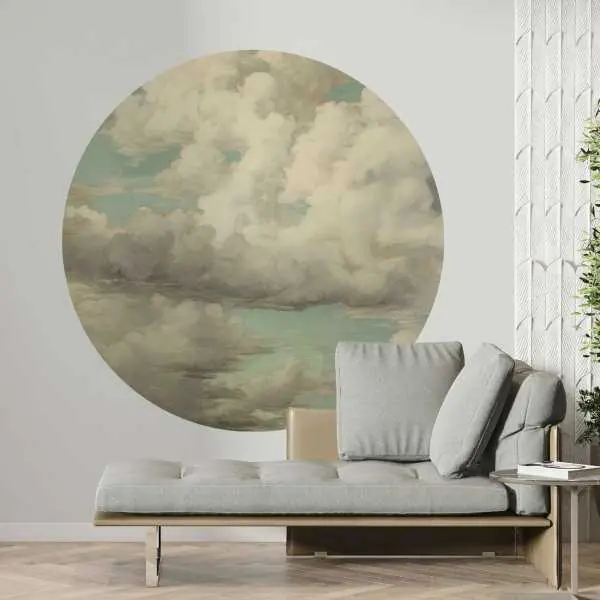 Ograniczona ilość Tapeta w kształcie koła - CLOUDY TURQUOISE