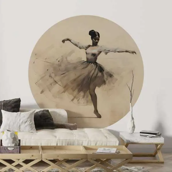 Łatwy zwrot Tapeta w kształcie koła - BALLERINA RETRO