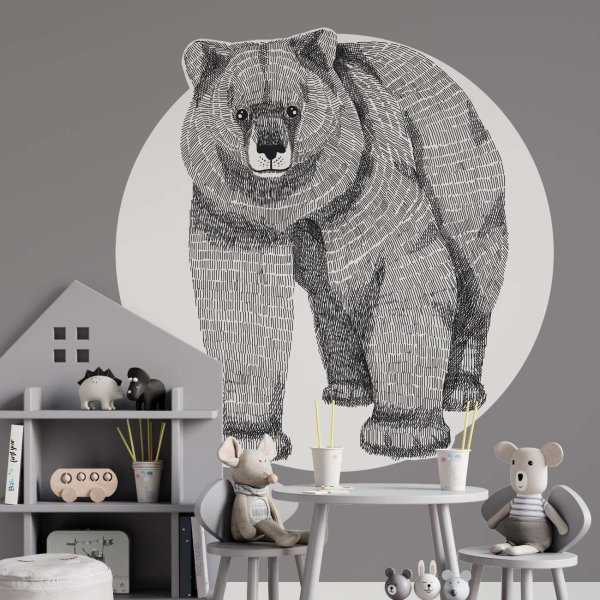 Ekspresowa dostawa Tapeta w kształcie koła - SCANDI NURSERY BEAR