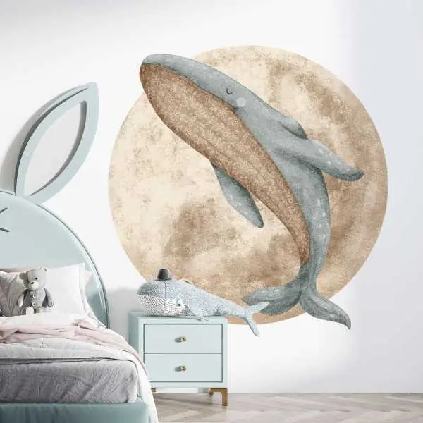 Tapeta w kształcie koła - CREAMY WHALE Nie przegap