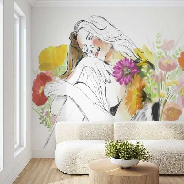 Ostatnie sztuki Tapeta na ścianę - LADY IN FLOWERS