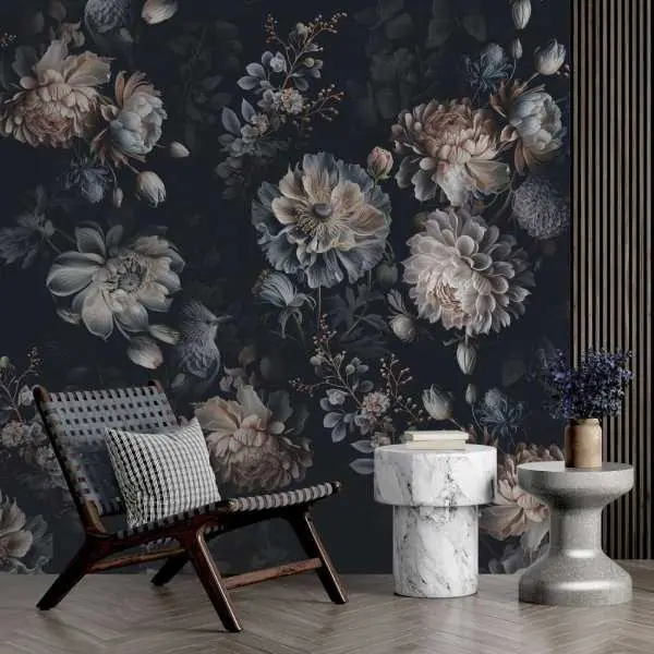 Tylko do końca tygodnia Tapeta na ścianę - CREAM-BLUE FLORA