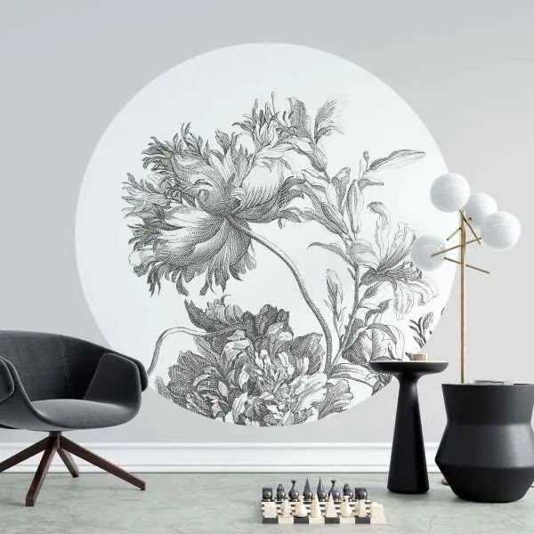 Tapeta w kształcie koła - LINOCUT FLORA Super okazja