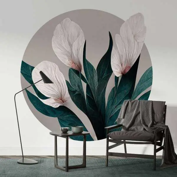 Tapeta w kształcie koła - FLORAL CIRCLE Nowy