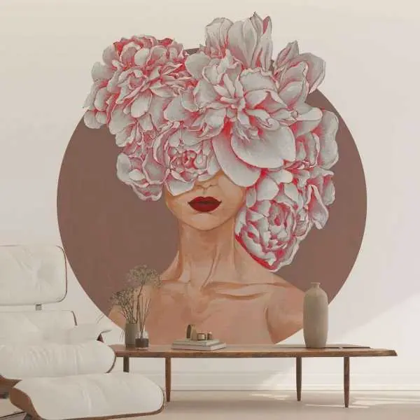 Tapeta w kształcie koła - LADY FLORA Zniżka