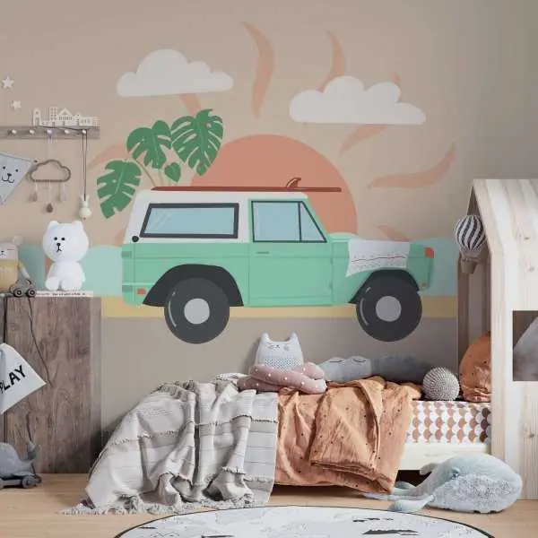 Sprawdź teraz Tapeta na ścianę - BEACH CAR