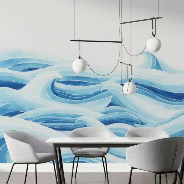 Ekspresowa dostawa Tapeta na ścianę - WATERCOLOR WAVES ART