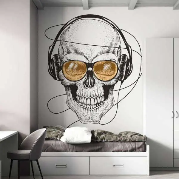 Szybka dostawa Tapeta na ścianę - MUSIC SKULL
