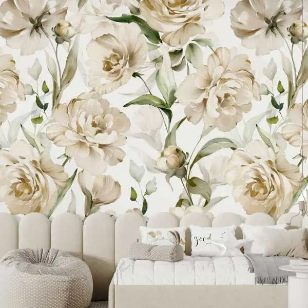 Tapeta na ścianę - BEIGE PEONIES Nowy
