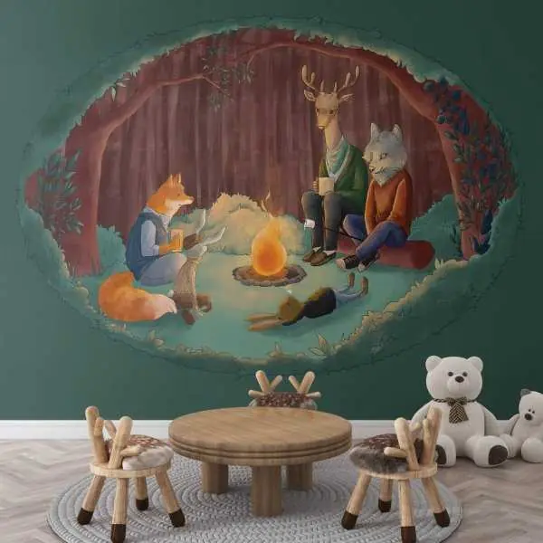 Tapeta na ścianę - FIREPLACE FRIENDS Darmowy zwrot