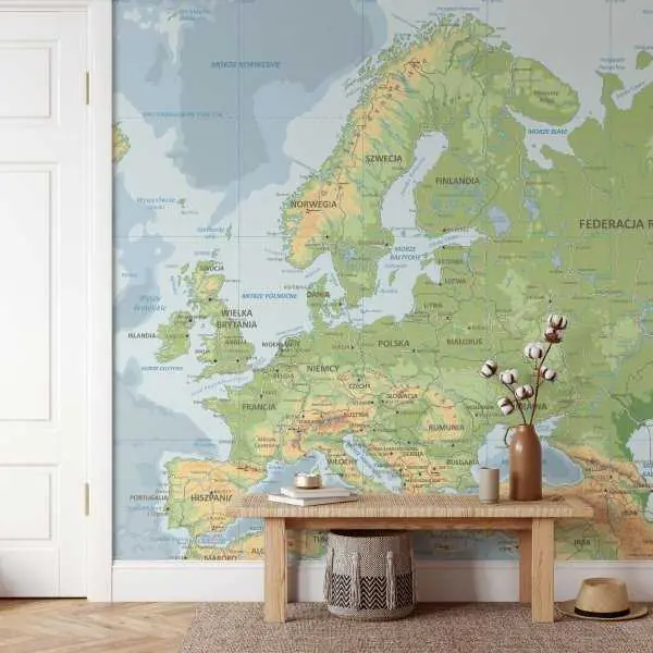 Tapeta na ścianę - MAPA FIZYCZNA EUROPY PL Okazja