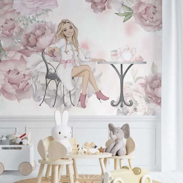 Ograniczona ilość Tapeta dla dzieci - PINK TEA WORLD