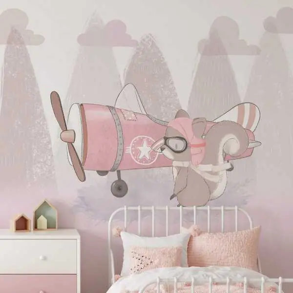Ograniczona ilość Tapeta dla dzieci - PINK PILOT