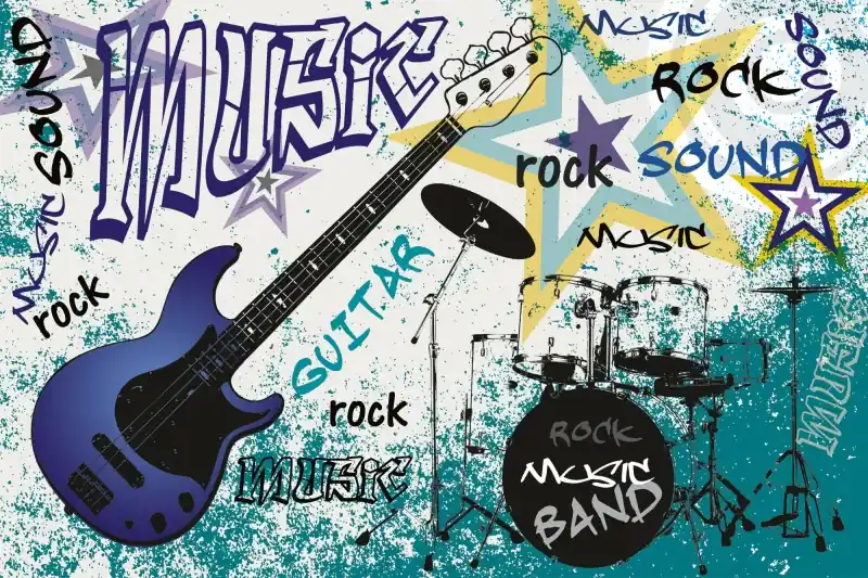 Łatwy zwrot FotoTAPETA na flizelinie MS-5-0323 BLUE GUITAR