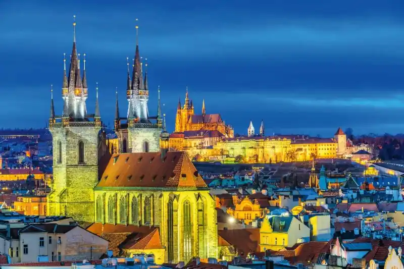 Fototapeta na Flizelinie MS-5-1002 Praga, widok nocny 375 x 250 cm Obniżka ceny