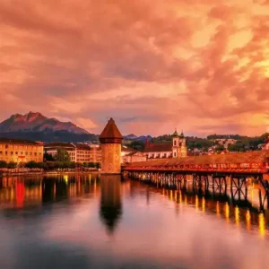 Cena promocyjna Fototapeta na Flizelinie MS-5-1063 Kapellbrücke, Lucerna II. 375 x 250 cm
