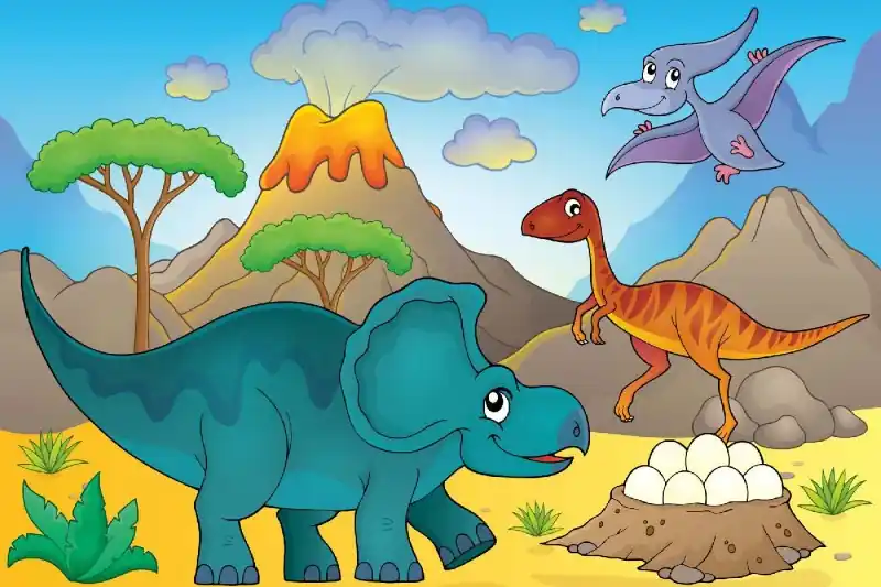 Fototapeta na flizelinie MS-5-1462 Dinozaur z jajami 375 x 250 cm Nowy