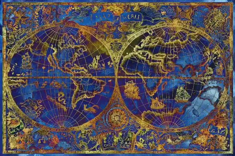 Sprawdź teraz Fototapeta na flizelinie MS-5-1502 Mapa świata niebieska 375 x 250 cm