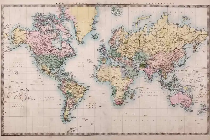 Darmowa dostawa Fototapeta na flizelinie MS-5-1529 Stara kolorowa mapa 375 x 250 cm