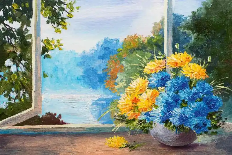 Fototapeta na flizelinie MS-5-2002 Malowanie - Kwiaty niebieskie 375 x 250 cm Bestseller