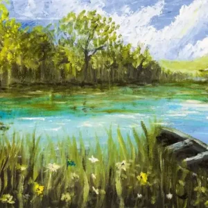 Wybór klientów Fototapeta na flizelinie MS-5-2041 Malowanie - Łódź na jeziorze 375 x 250 cm