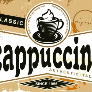 Zniżka Fototapeta na flizelinie MS-5-2088 Cappuccino vintage plakat 375 x 250 cm