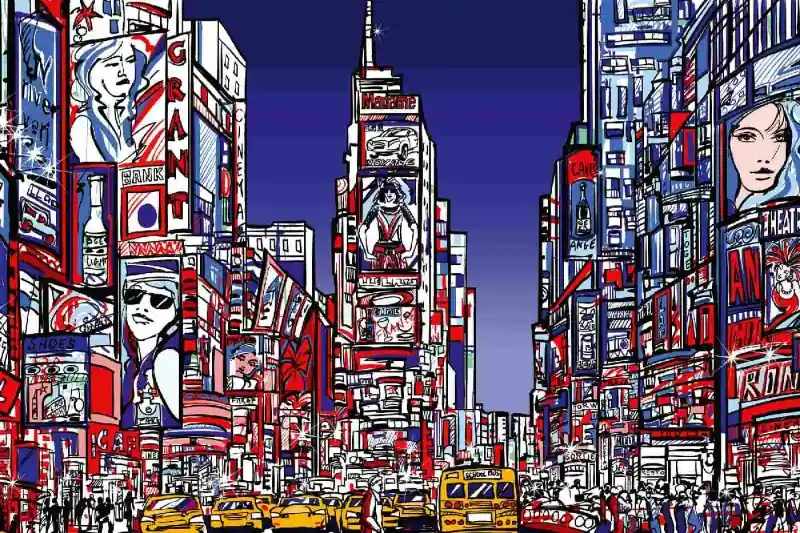 Popularny Fototapeta na flizelinie MS-5-2090 Kolorowy Times Square 375 x 250 cm
