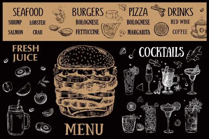 Rabat Fototapeta na flizelinie MS-5-2123 Menu restauracji - czarna 375 x 250 cm