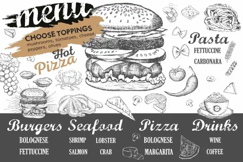 Fototapeta na flizelinie MS-5-2124 Menu restauracji - biała 375 x 250 cm Szybka wysyłka