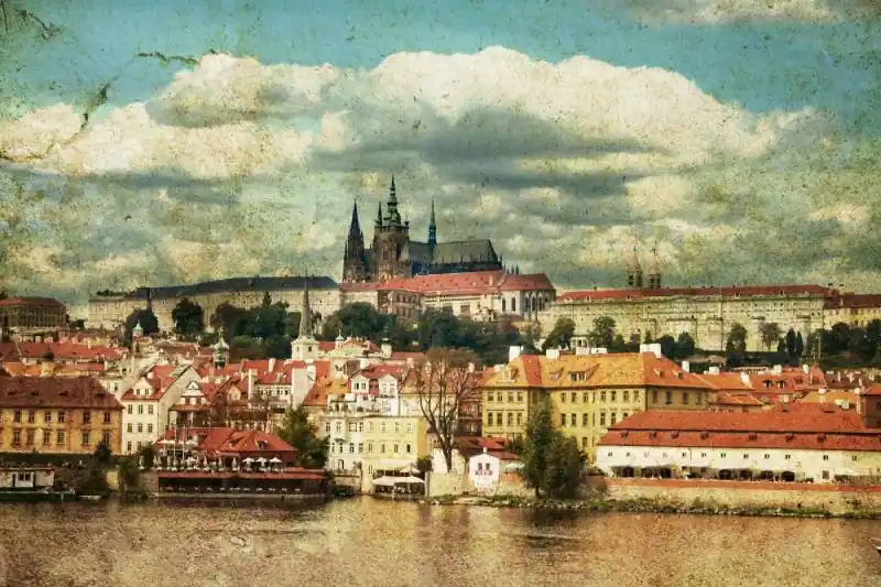 Fototapeta na flizelinie MS-5-2134 Retro pocztówka - Praga 375 x 250 cm Zniżka