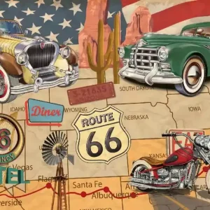 Darmowa dostawa Fototapeta na flizelinie MS-5-2144 Route 66 plakat 375 x 250 cm