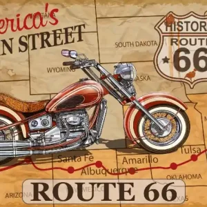 Bestseller Fototapeta na flizelinie MS-5-2145 Plakat motocykl na Route 66 375 x 250 cm