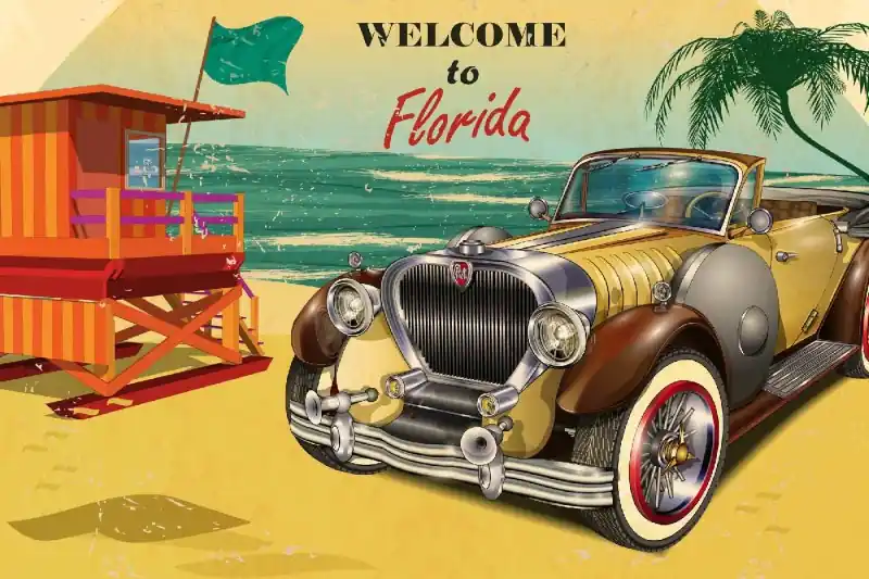 Fototapeta na flizelinie MS-5-2173 Plakat retro Floryda 375 x 250 cm Ograniczona ilość