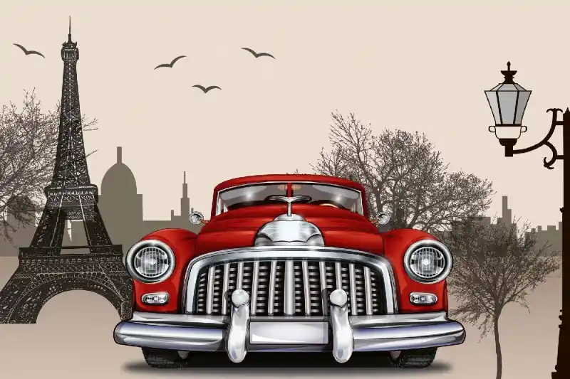 Fototapeta na flizelinie MS-5-2195 Retro samochód w Paryżu 375 x 250 cm Oferta czasowa