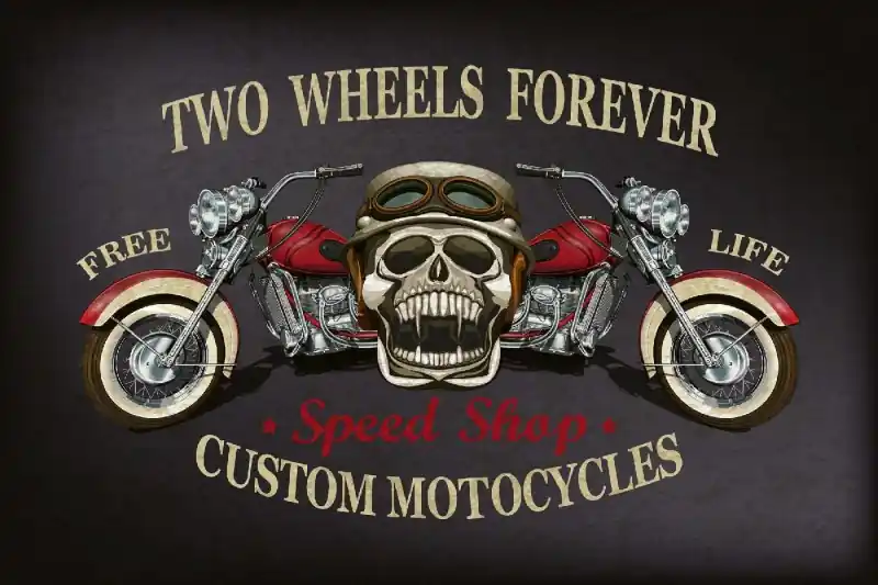 Fototapeta na flizelinie MS-5-2217 Plakat vintage biker 375 x 250 cm Ograniczona ilość