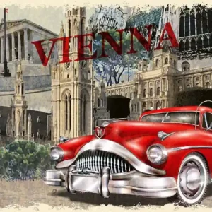 Cena promocyjna Fototapeta na flizelinie MS-5-2223 Vintage Vienna plakat 375 x 250 cm
