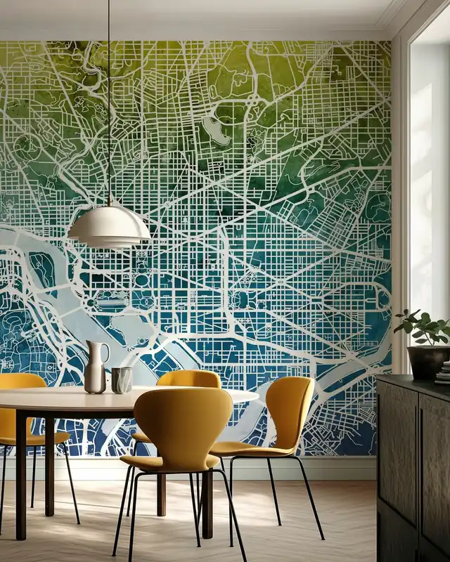 Darmowa dostawa Mapa ulic Washington DC Niebieskozielona