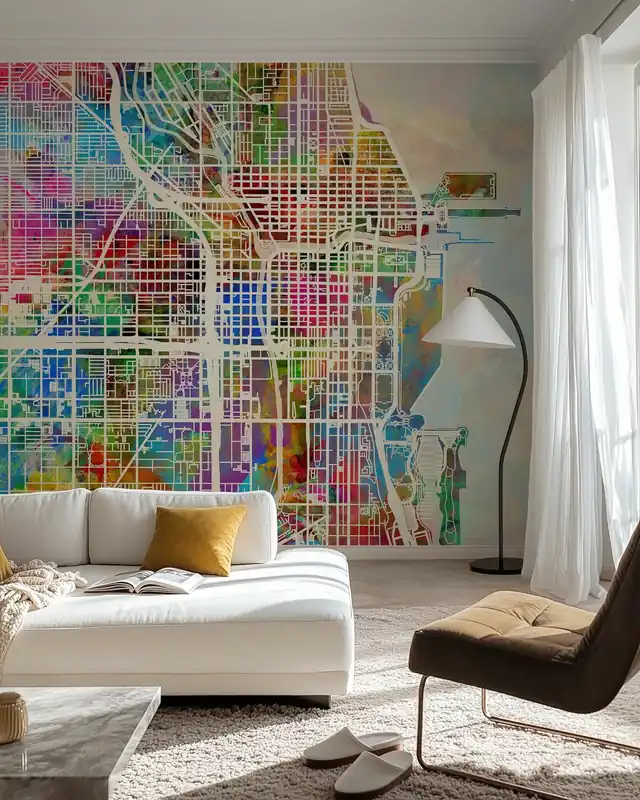Szybka wysyłka Mapa ulic Chicago, wielokolorowa