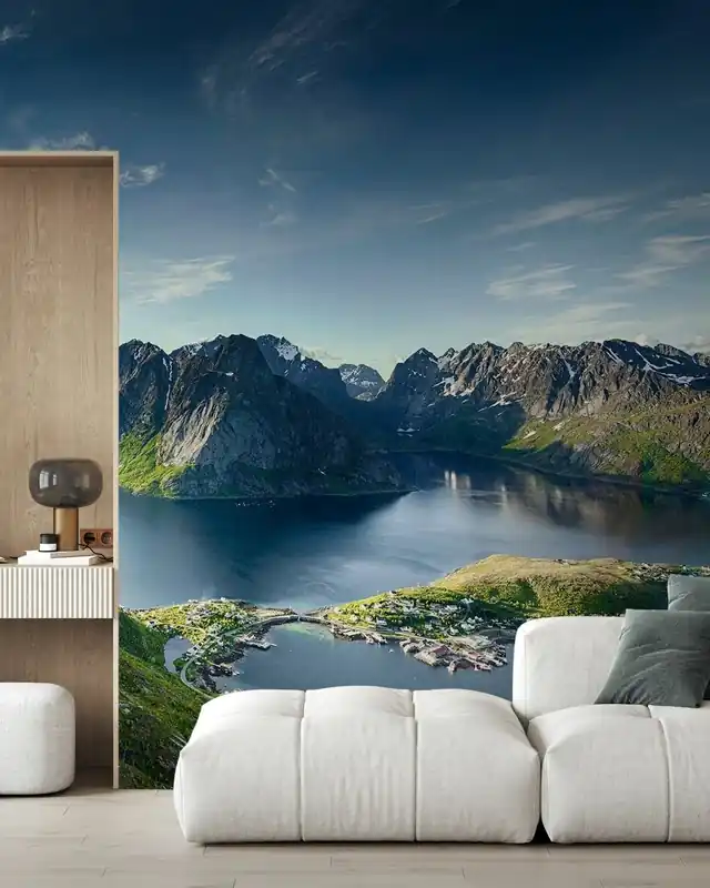 Nowy Panoramiczny widok na Reine w Lofotach, Norwegia