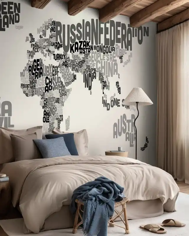 Dodaj do koszyka Typograficzna mapa świata z tekstem, czarno-szara
