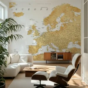 Złota szczegółowa mapa Europy Obniżka ceny