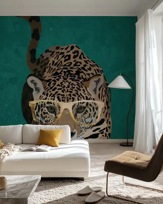 Ciekawy zielony leopard Nowy