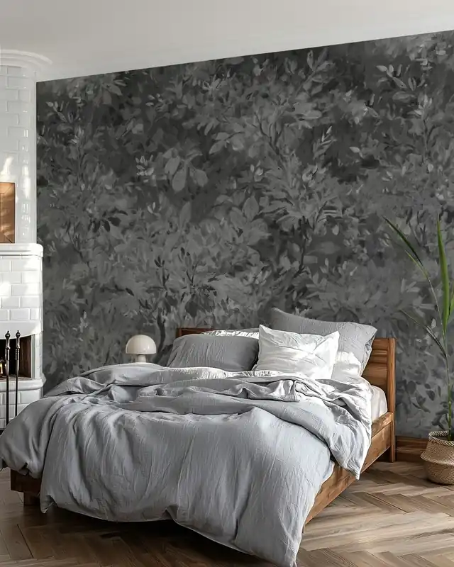 Oferta czasowa Estetyczny Mural Liście - Szary