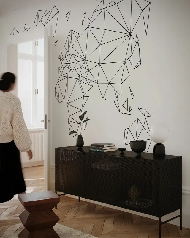 Geometryczna mapa świata, czarna Sprawdź teraz