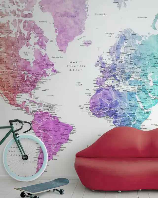 Wybór klientów Mapa świata z miastami