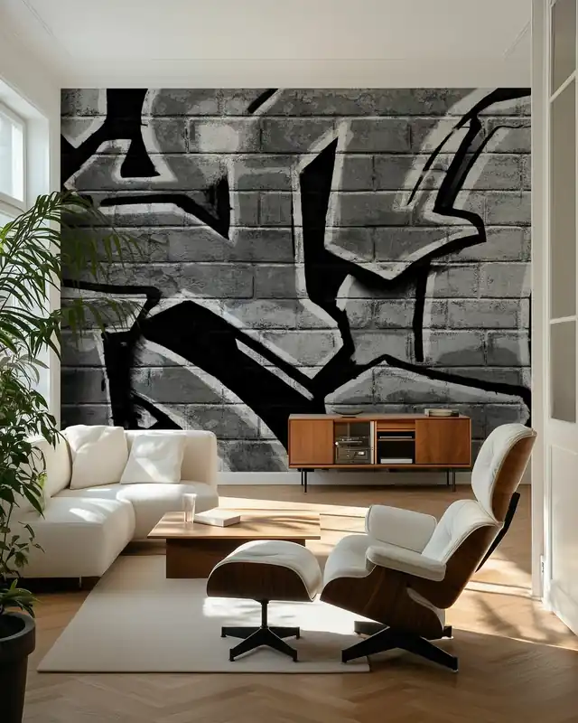 Szybka dostawa Ściana z cegieł Graffiti - BW
